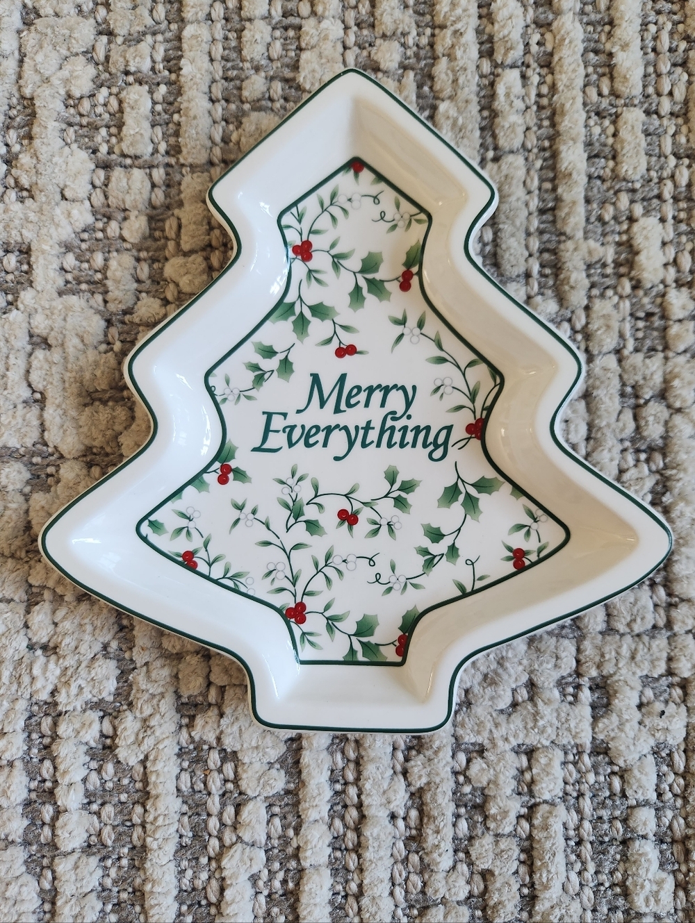 Merry Everything Christmas Tree Serving Dish